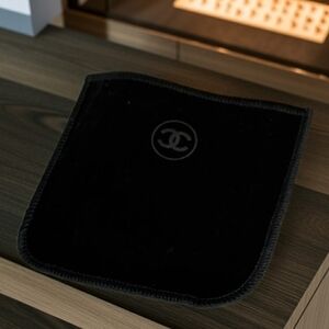 Authentic CHANEL Elegant Black Velvet Accessorie Pouch
